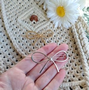 Bow hair barrettes clips silver gold simple boho